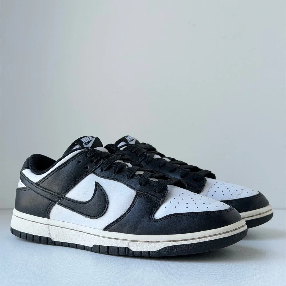 Nike Dunk Low Retro Mens 7.5 Black White Panda Classic Leather Sneakers 80s